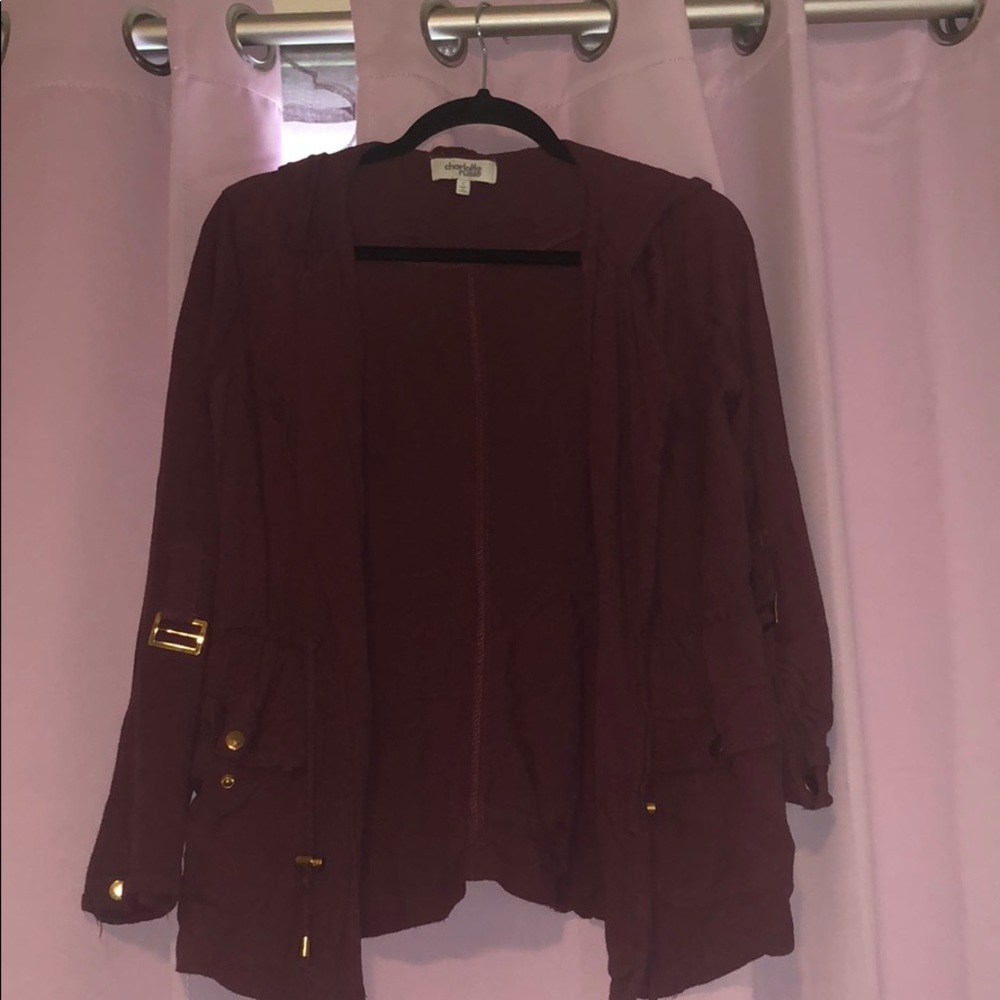 Charlotte Russe maroon cardigan with hood